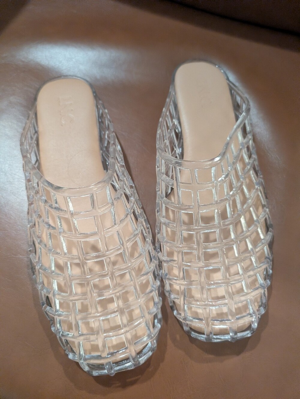 I.N.C. Clear Jelly Woven Cage Mule Flats Size 9M Y2K